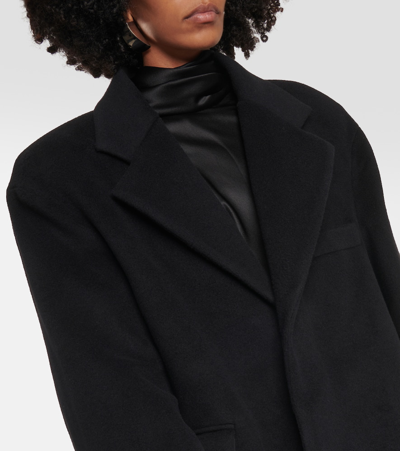 Shop Saint Laurent Oversized Wool Coat In Black