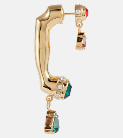 Shop Rabanne Rhinestone Embellished Drop Earring In Multicoloured