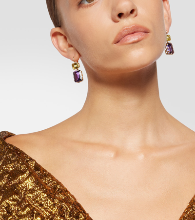 Shop Ileana Makri Crown 18kt Gold Earrings With Topaz And Amethyst In Multicoloured