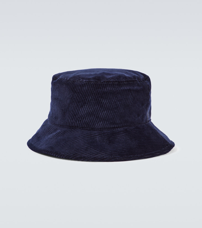 Miu Miu Logo Corduroy Bucket Hat In Blue