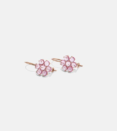 Shop Ileana Makri Daisy Bloom 18kt Rose Gold Earrings With Sapphires In Pink