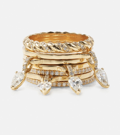Rainbow K Drop 18kt Gold Connected Rings With Diamonds In Gold