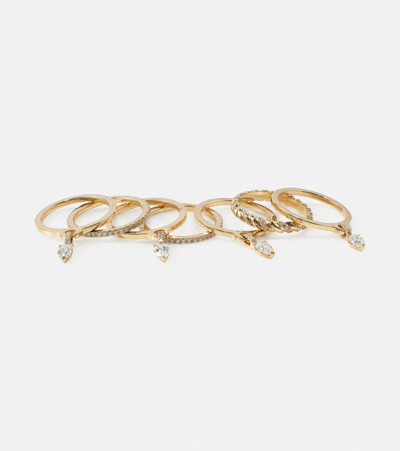 Rainbow K Drop 18kt Gold Connected Rings With Diamonds In Gold