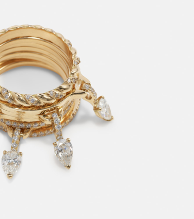 Rainbow K Drop 18kt Gold Connected Rings With Diamonds In Gold