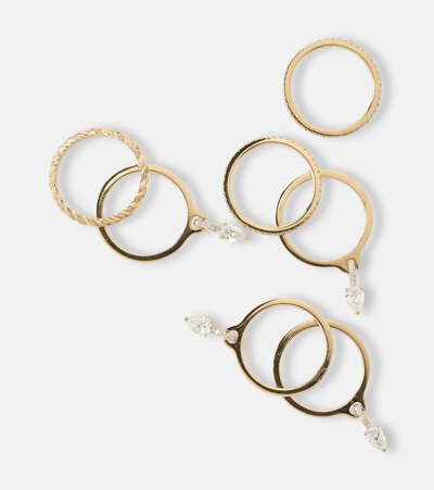 Rainbow K Drop 18kt Gold Connected Rings With Diamonds In Gold