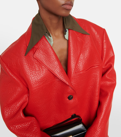 Prada Single-breasted Nappa Leather Jacket In Red