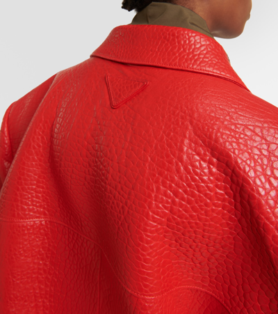 Prada Single-breasted Nappa Leather Jacket In Red