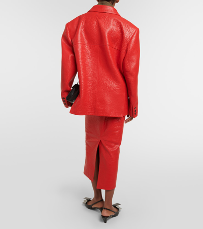 Prada Single-breasted Nappa Leather Jacket In Red
