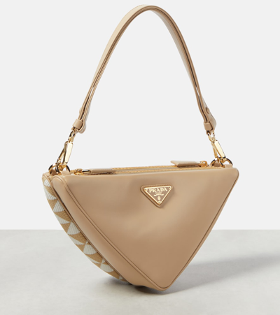 Prada Symbole Leather Mini-bag In Beige