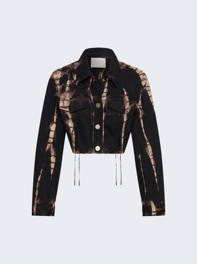 Shop Dion Lee V-wire Crop Denim Jacket In Black