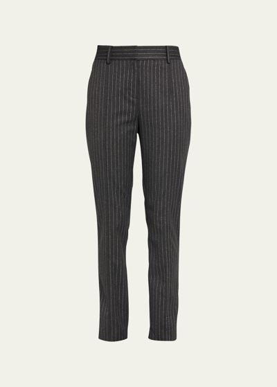 Shop Ramy Brook Catherine Pinstripe Pants In Charcoal Lurex Pi