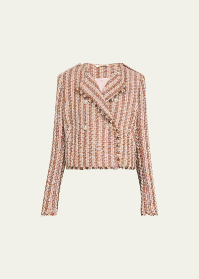Shop Ramy Brook Esther Tweed Jacket In Blush Combo Multi
