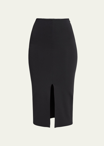 Shop Dolce & Gabbana Punto Milano Longuette Pencil Skirt In Black