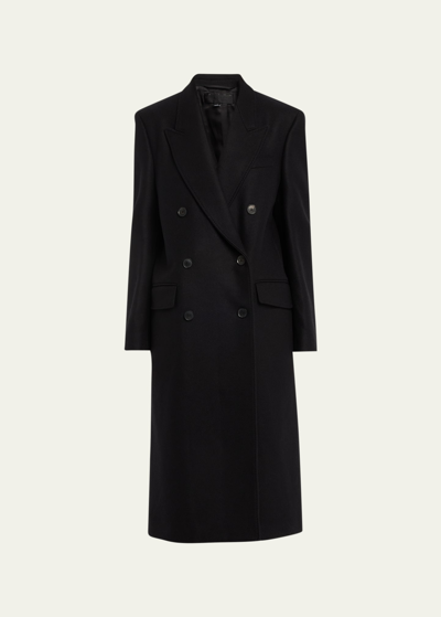 Shop Nili Lotan Edmont Double-breasted Long Coat In Black