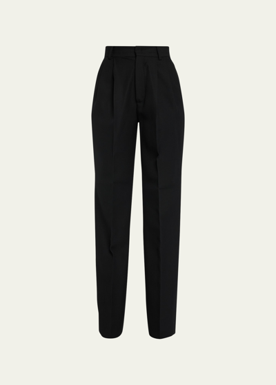 Shop Armarium Celia Slim-fit Wool Trousers In Black
