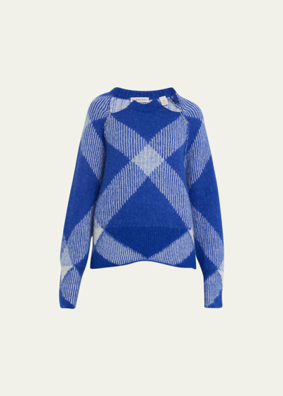 Shop Burberry Check Wool Sweater With Safety Pins In Knight Ip Check