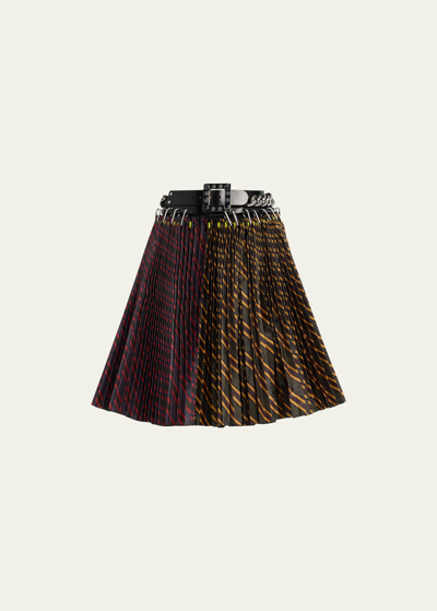 Shop Chopova Lowena Fugen Carabiner Spliced Plaid-print Belted Mini Skirt In Multi
