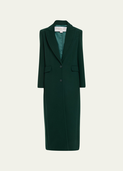 Shop Michael Kors Single-breasted Wool Chesterfield Long Coat In Forest