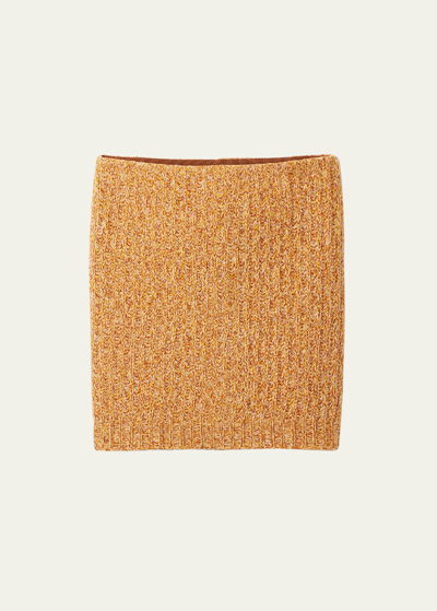 Shop Miu Miu Ribbed Wool Mini Skirt In F0401 Cannella
