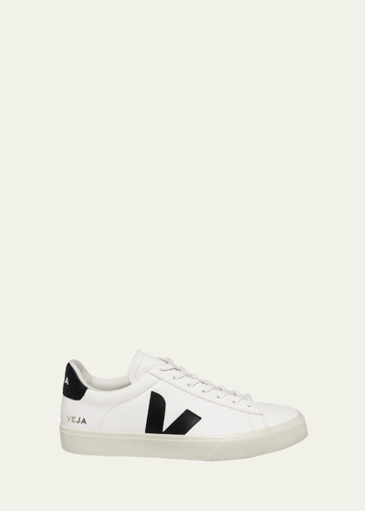 Shop Veja Campo Bicolor Leather Low-top Sneakers In Extra White/black