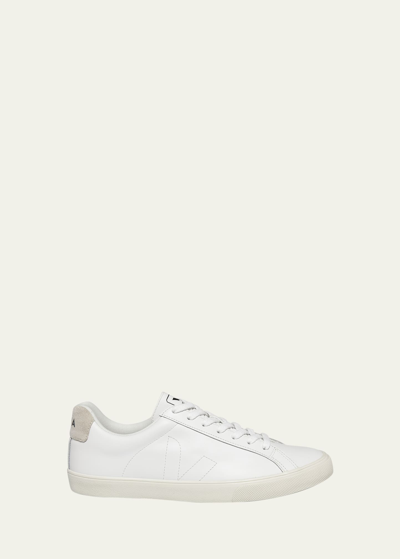 Shop Veja Esplar Leather Logo Sneakers In Extra White