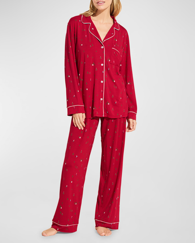 Shop Eberjey Gisele Printed Long Pajama Set In Apres Ski Haute R