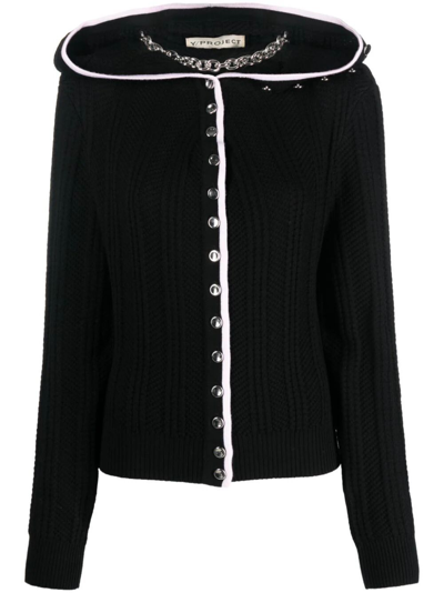 Shop Y/project Ruffle Necklace Cardigan In Black
