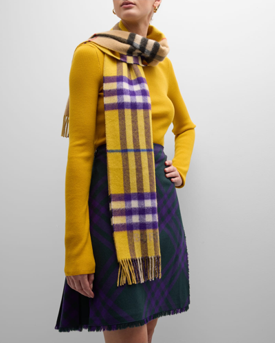 Shop Burberry Giant Check Cashmere Scarf In Arch Beige Pear