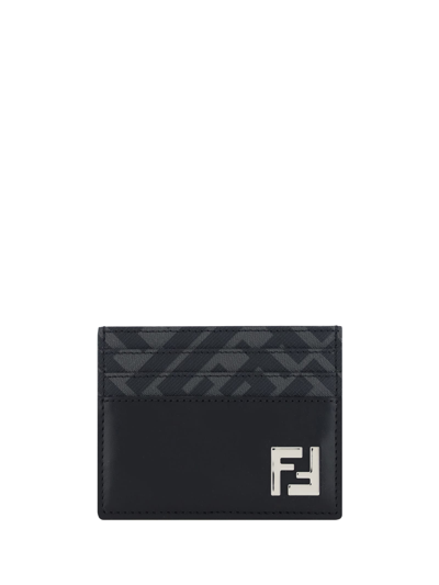 Shop Fendi Card Holder In Nero/palladio