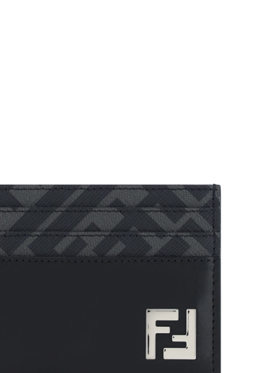 Shop Fendi Card Holder In Nero/palladio