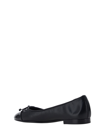 Shop Tory Burch Cap-toe Ballerinas In Perfect Black/perfect Black