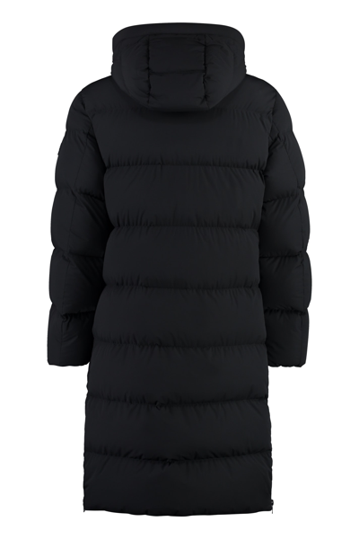 Shop Woolrich Sierra Supreme Long Hooded Down Jacket In Black