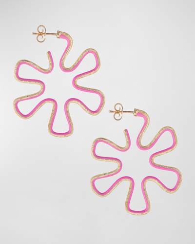 Shop Bea Bongiasca Margherita Two-tone Hoop Earrings In Bubblegum Pink