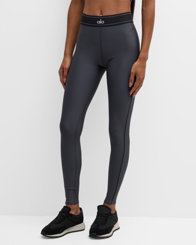 Shop Alo Yoga Airlift High-waist Suit-up Leggings In Anthracite/black