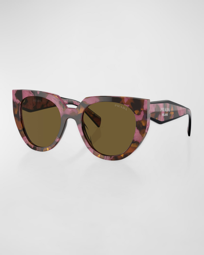 Shop Prada Two-tone Acetate Cat-eye Sunglasses In Dark Brown