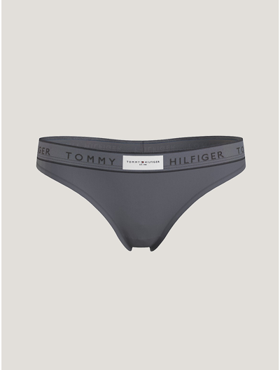 Shop Tommy Hilfiger Th Established Thong In Fossil Grey