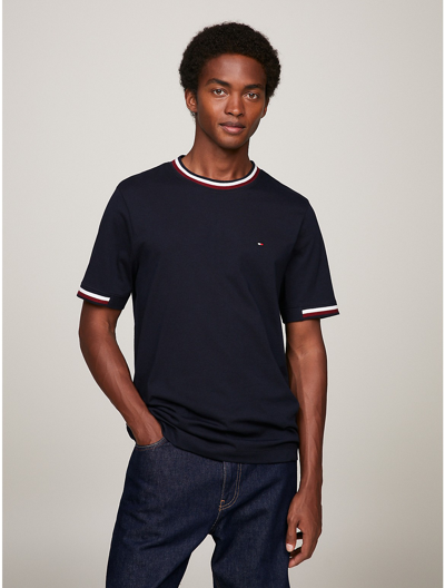 Tommy Hilfiger Men's Bold Global Stripe Tipped T-shirt In Desert Sky |  ModeSens