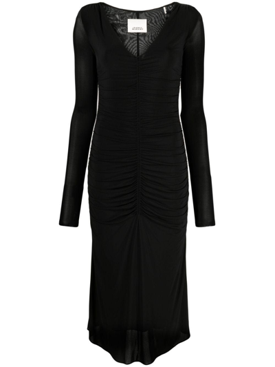 Shop Isabel Marant Black Laly Midi Dress In Nero