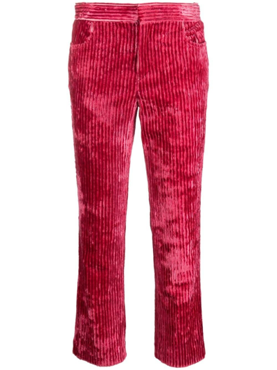 Shop Isabel Marant Pink Ribbed Crop Trousers