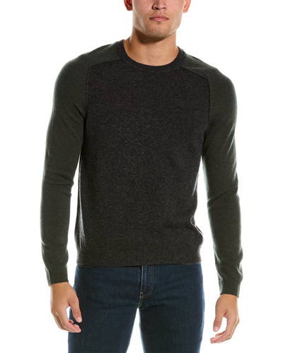 Shop Autumn Cashmere Colorblocked Saddle Wool & Cashmere-blend Crewneck Sweater In Grey