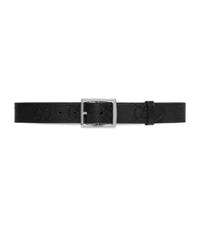 Shop Gucci Leather Gg Belt In Black