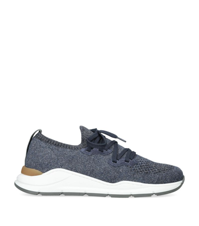 Shop Brunello Cucinelli Technical-knit Runner Sneakers In Navy