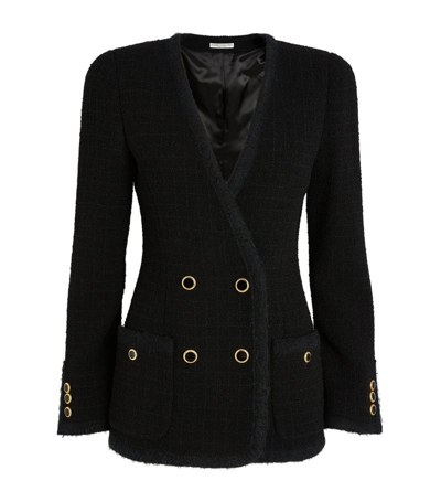 Shop Alessandra Rich Wool-blend Tweed Jacket In Black