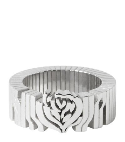 Shop Burberry Silver Rose Ring