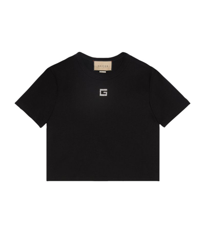 Shop Gucci Crystal-embellished T-shirt In Black