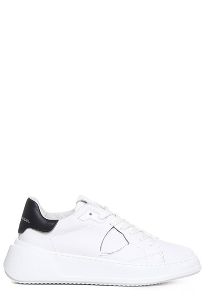 Shop Philippe Model Paris Philippe Model Tres Temple Logo Patch Sneakers In White