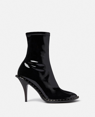 Shop Stella Mccartney Ryder Lacquered Stiletto Ankle Boots In Black