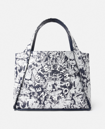 Shop Stella Mccartney Logo Fungi Forest Toile De Jouy Tote Bag In Navy