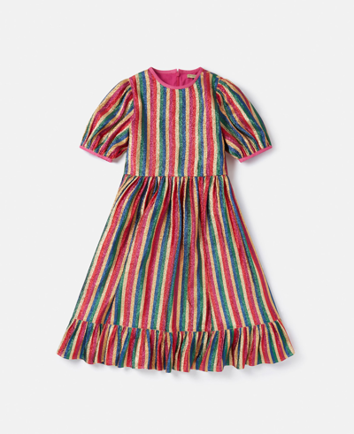 Shop Stella Mccartney Metallic Rainbow Stripe Dress In Multicolour