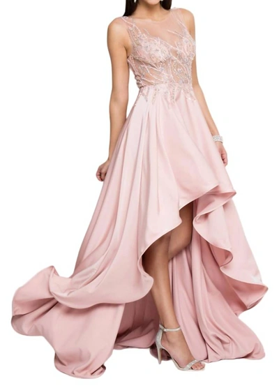 Shop Terani Couture Hi-low Gown In Blush In Pink